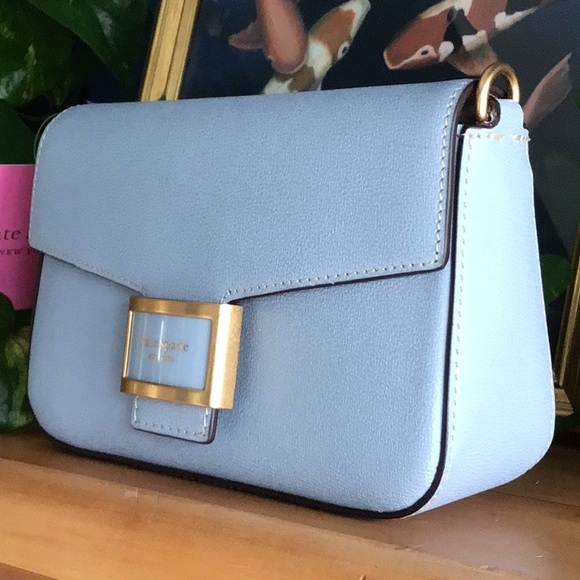 NWT Kate Spade Katy Textured Leather Flap Chain Crossbody in Ocean Beach $258 - Picture 6 of 10
